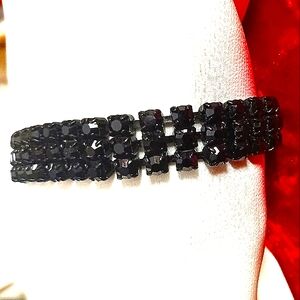 WEISS BLACK  RHINESTONE VINTAGE BRACELET